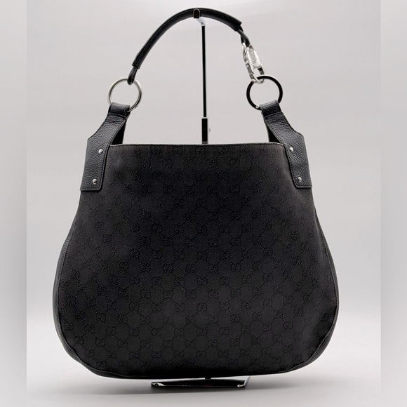 GUCCI GG DENIM BLACK HOBO BAG - Picture 1 of 16